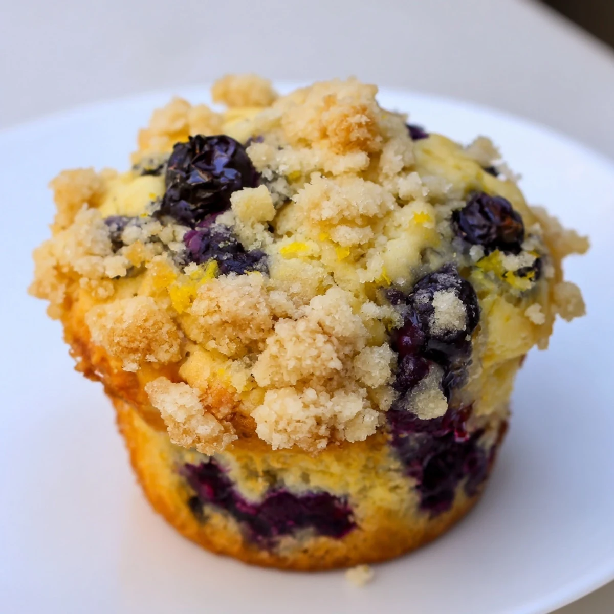 Twelve homemade Lemon Blueberry Muffins with Streusel arranged on a cooling rack, ready for a cozy breakfast or brunch spread.