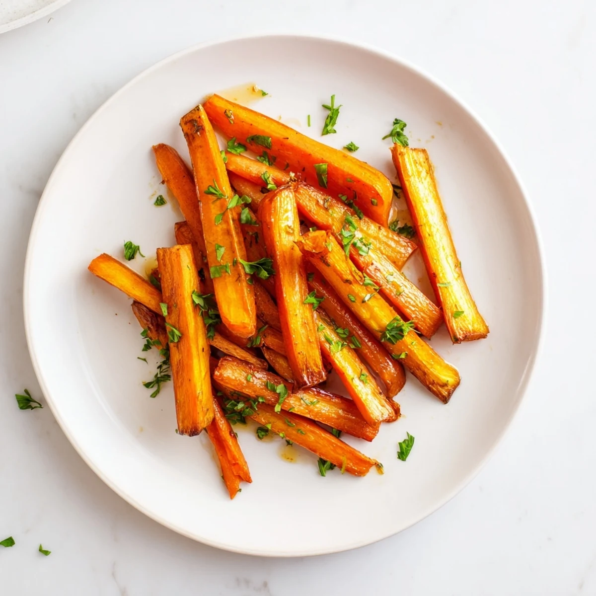 Golden-brown Tarragon and Honey Parsnips and Carrots with crisp edges paired alongside roasted chicken for a cozy meal.