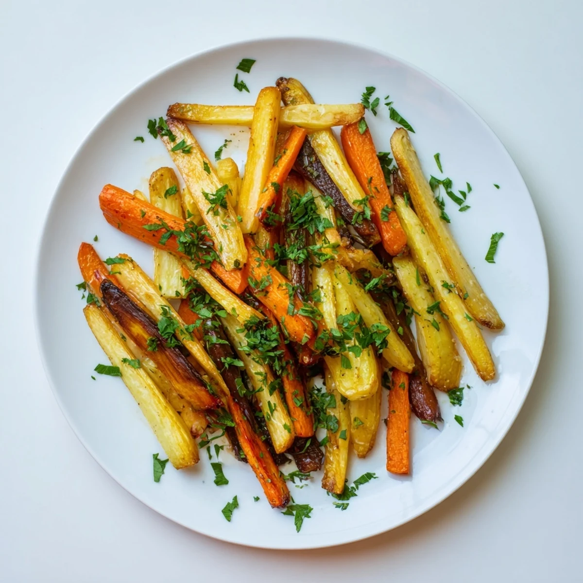 Tender Tarragon and Honey Parsnips and Carrots served warm as a savory side dish garnished with parsley.