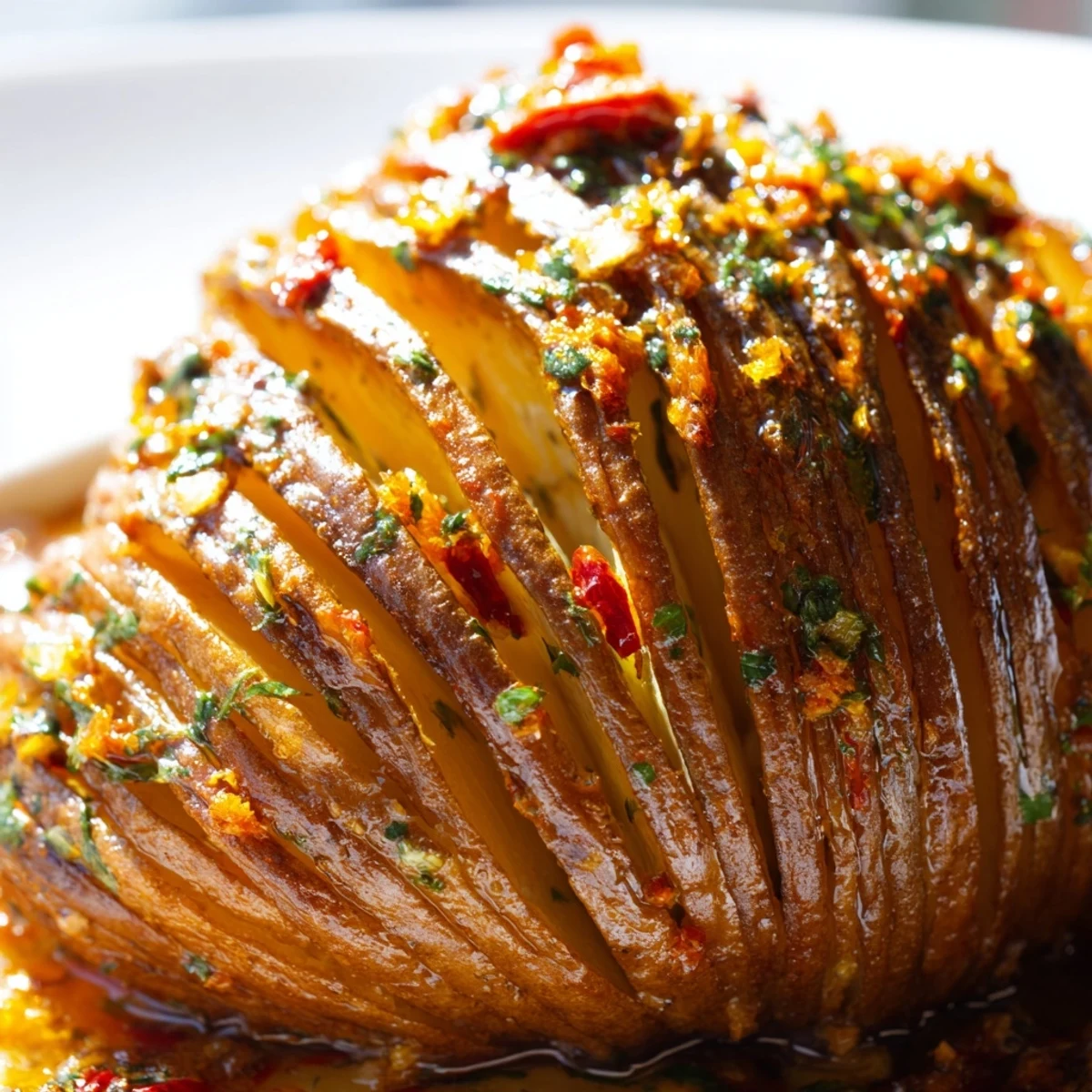 Vibrant vegetarian side dish garnished with fresh parsley and extra orange zest for a festive table display.