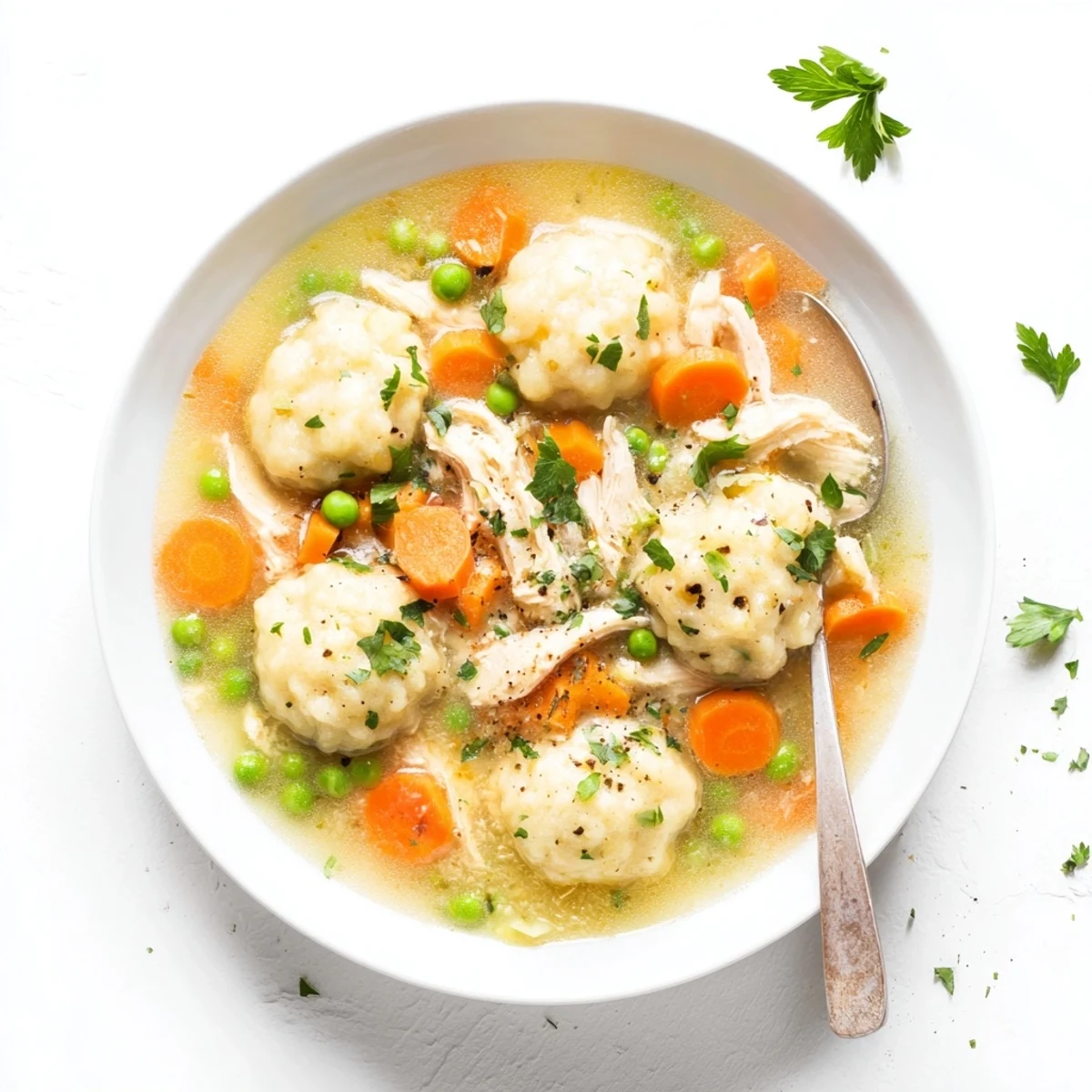 One Pot Chicken Dumpling Soup serves golden drop dumplings and shredded chicken in a savory, herb-infused broth, perfect for cozy weeknights.