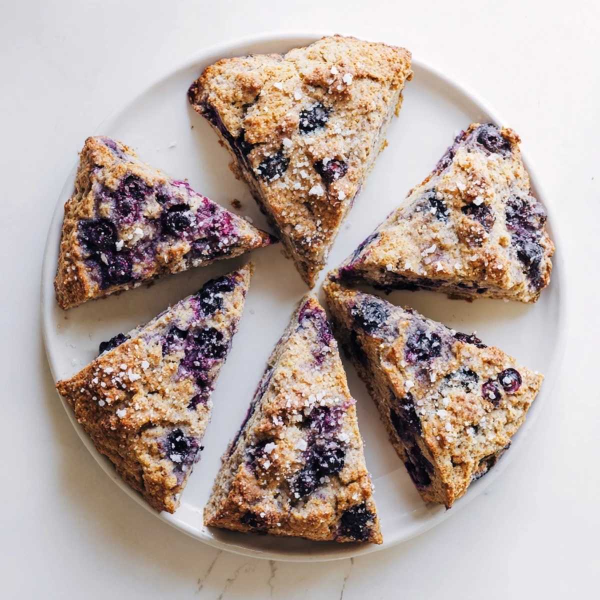 Golden Vietnamese cinnamon blueberry scones fresh from the oven with sugar-crusted tops