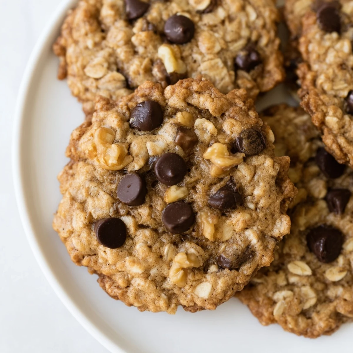 Batch of nutty brown butter Irish oat cookies on parchment paper, golden brown and ready for afternoon tea