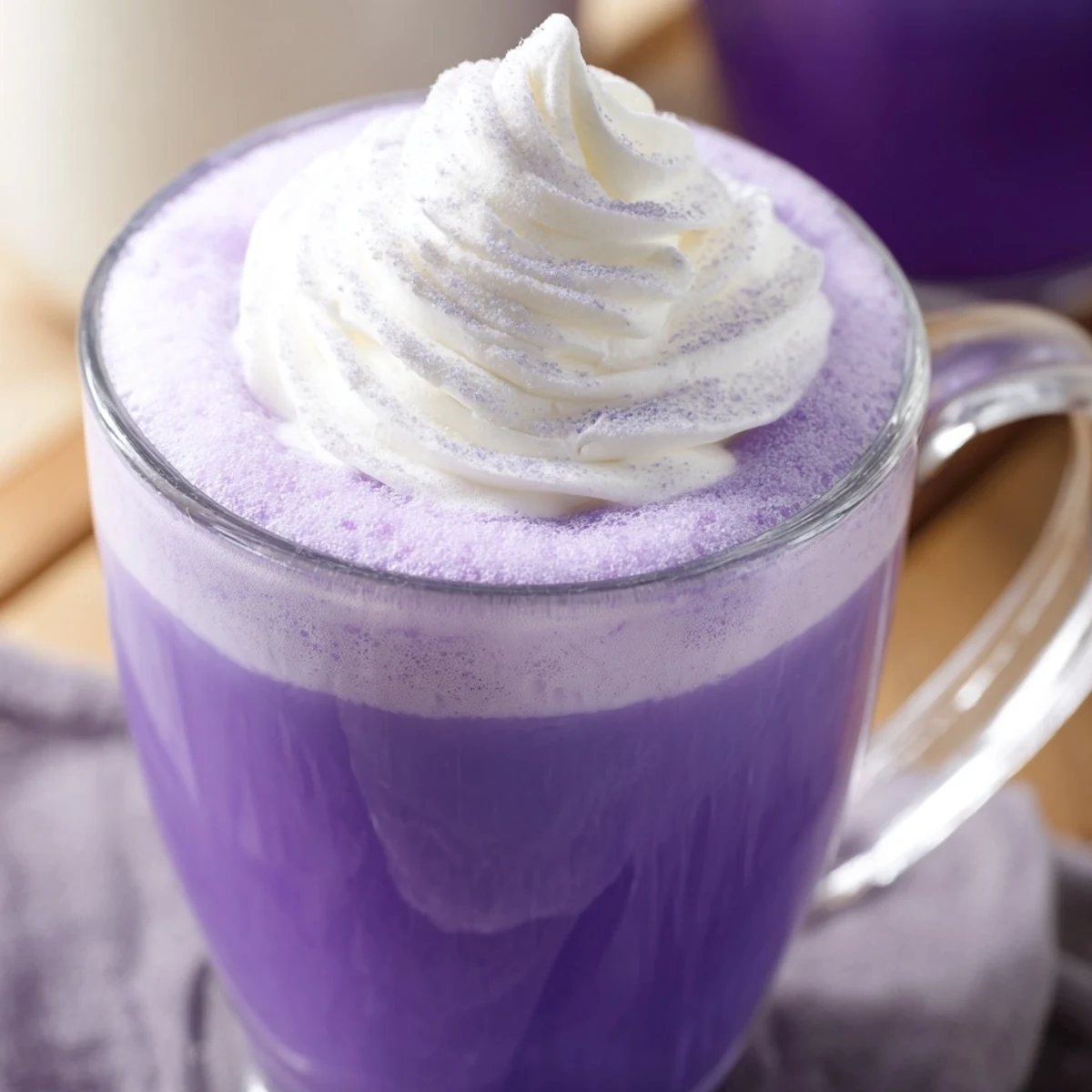 Vibrant Filipino ube latte blending espresso with sweet purple yam and steamed milk