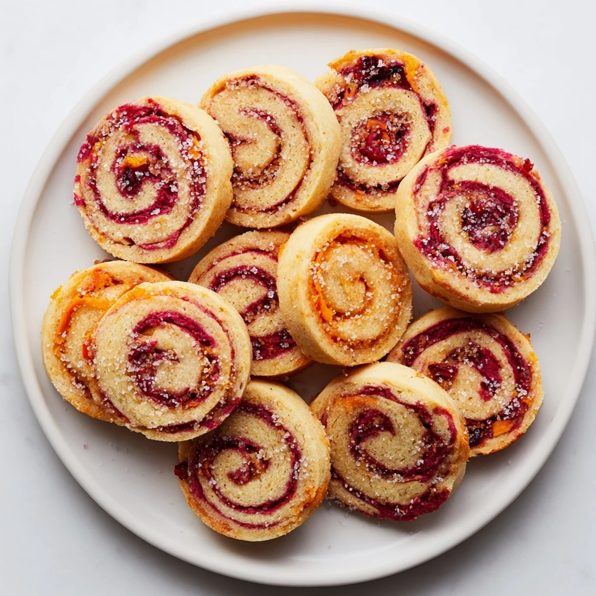 Golden-baked orange cranberry pinwheel cookies featuring tangy cranberry filling spiraled inside buttery dough