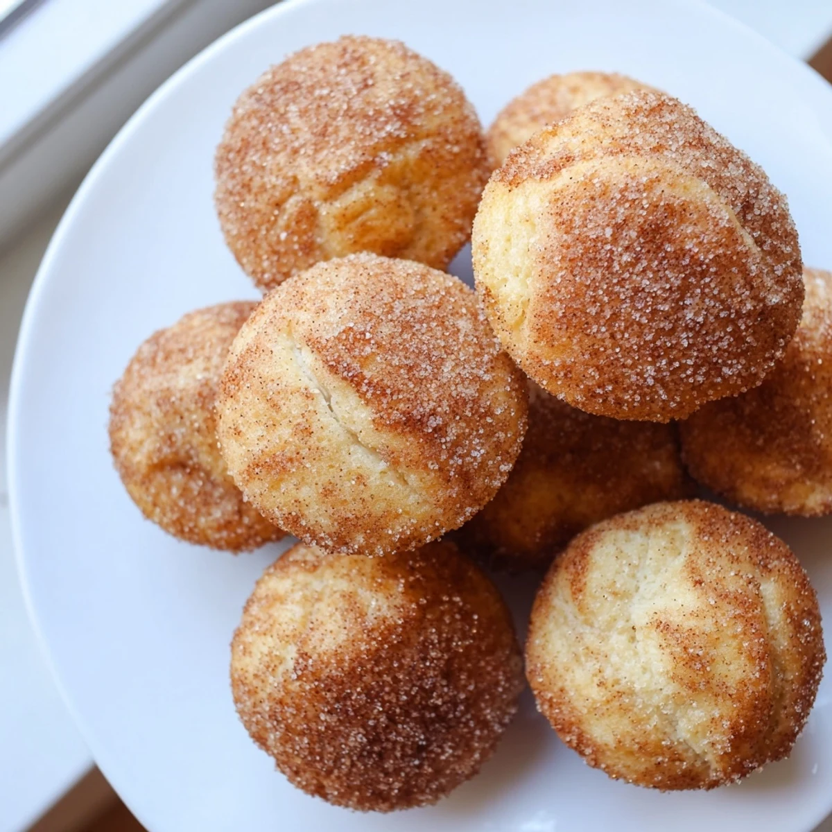 Freshly baked tender mini muffins rolled in butter and cinnamon sugar topping