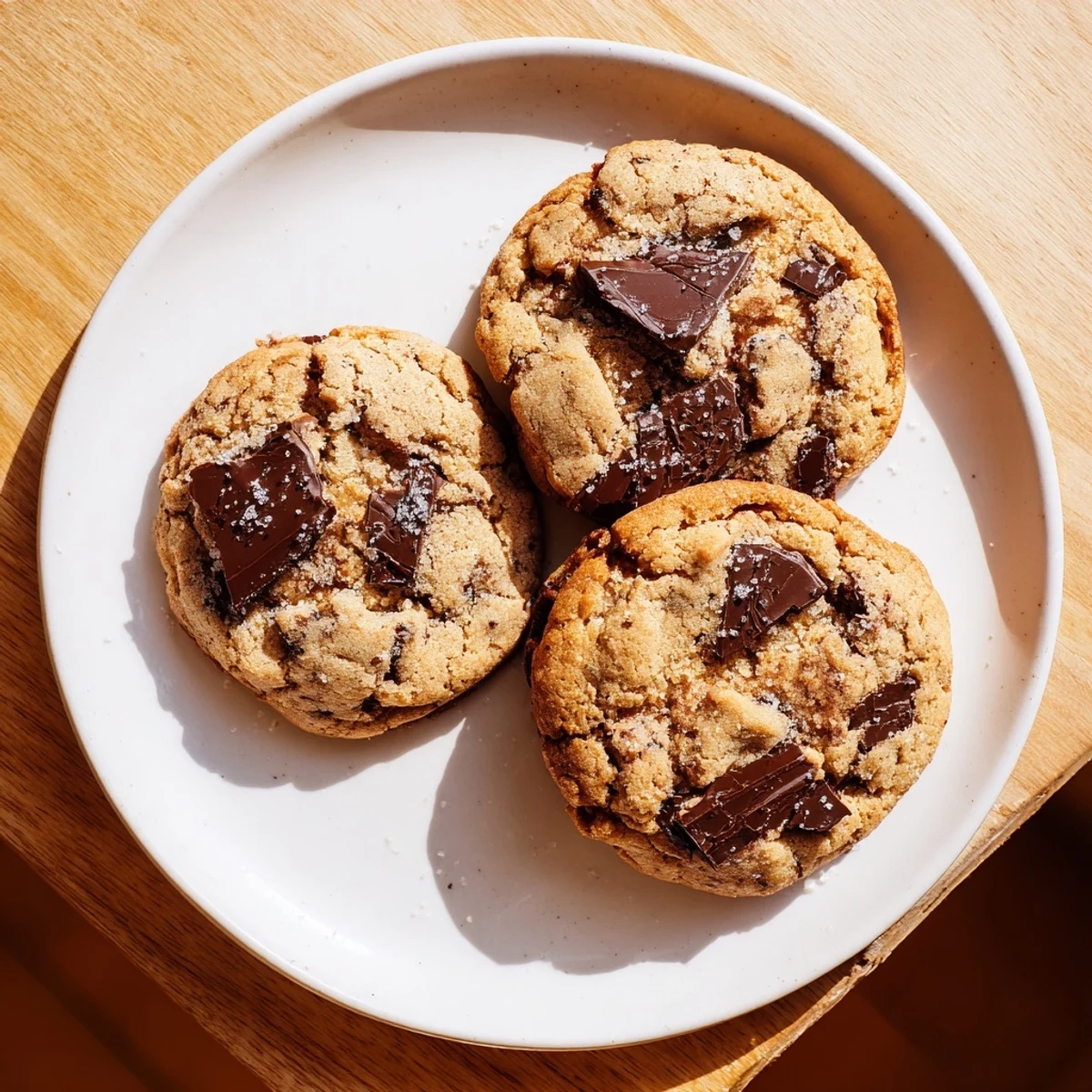 Warm soft-baked Vietnamese cinnamon chocolate chip cookies stacked on a wooden cutting board ready to serve