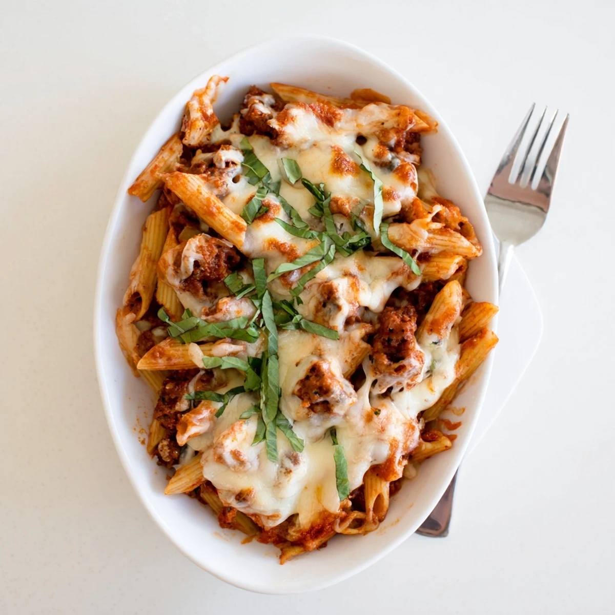 Comforting baked ziti pasta featuring layers of ricotta, Italian sausage, and bubbly cheese in a slow cooker