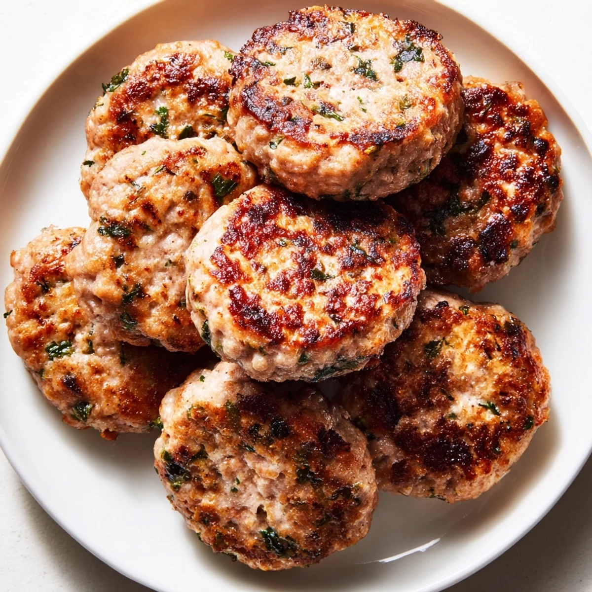 Seasoned ground turkey sausage shaped into perfectly round homemade breakfast patties