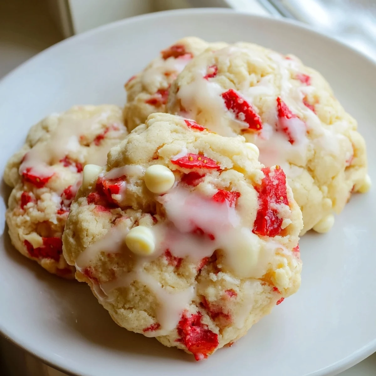 Chewy strawberry lemonade cookies studded with fresh berries and bright citrus zest