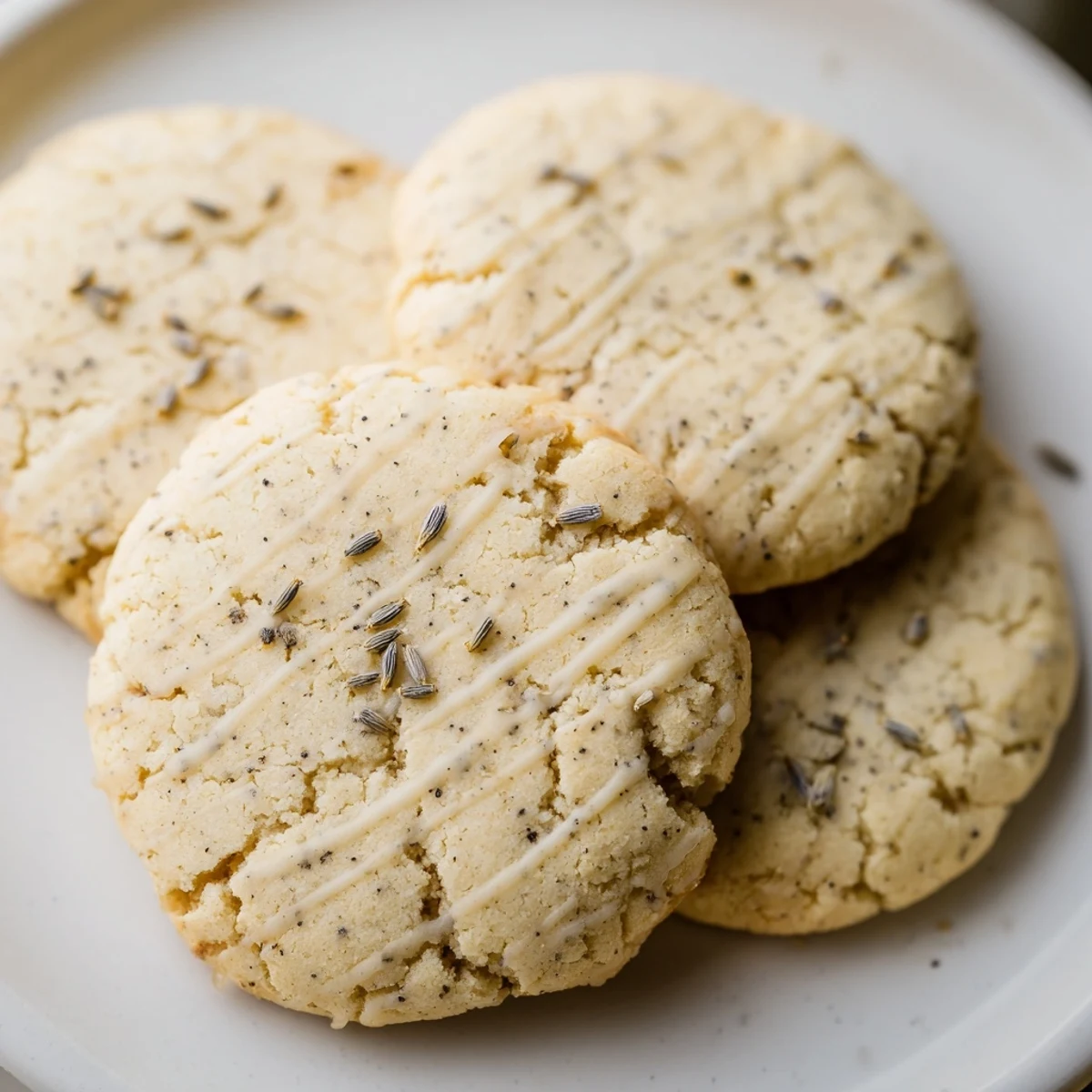 Chewy Lemon Lavender Cookies drizzled with sweet citrus glaze and garnished with lavender buds