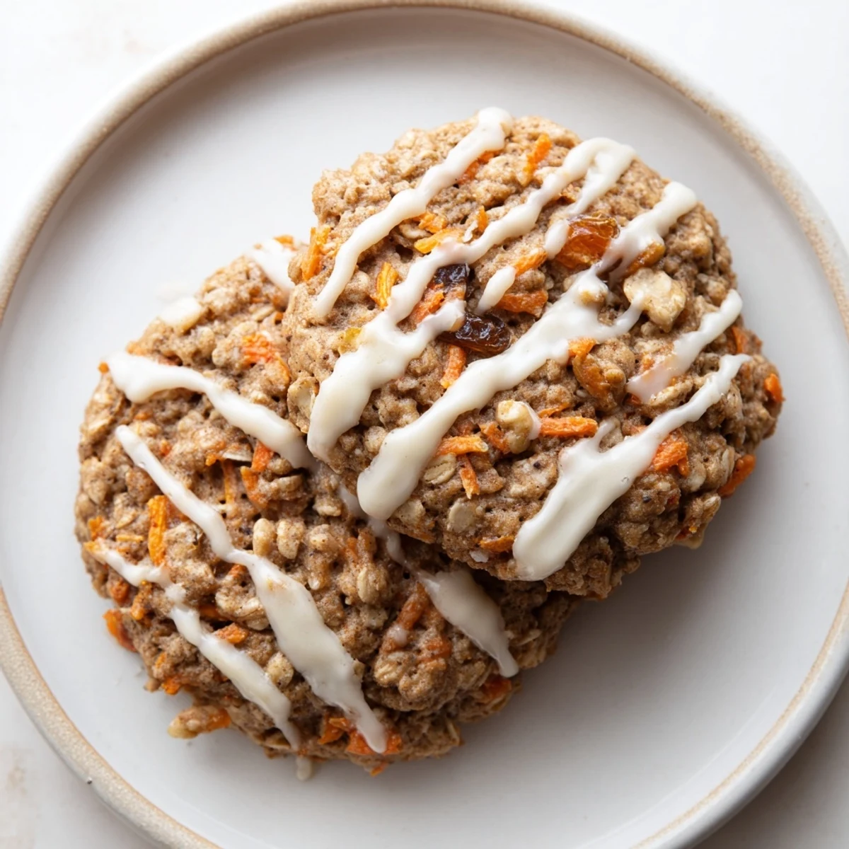Soft chewy brown butter carrot cake cookies studded with grated carrots and walnuts