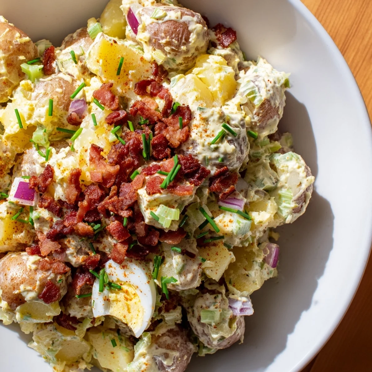 Hearty Steakhouse Potato Salad tossed warm with Dijon dressing and herbs.