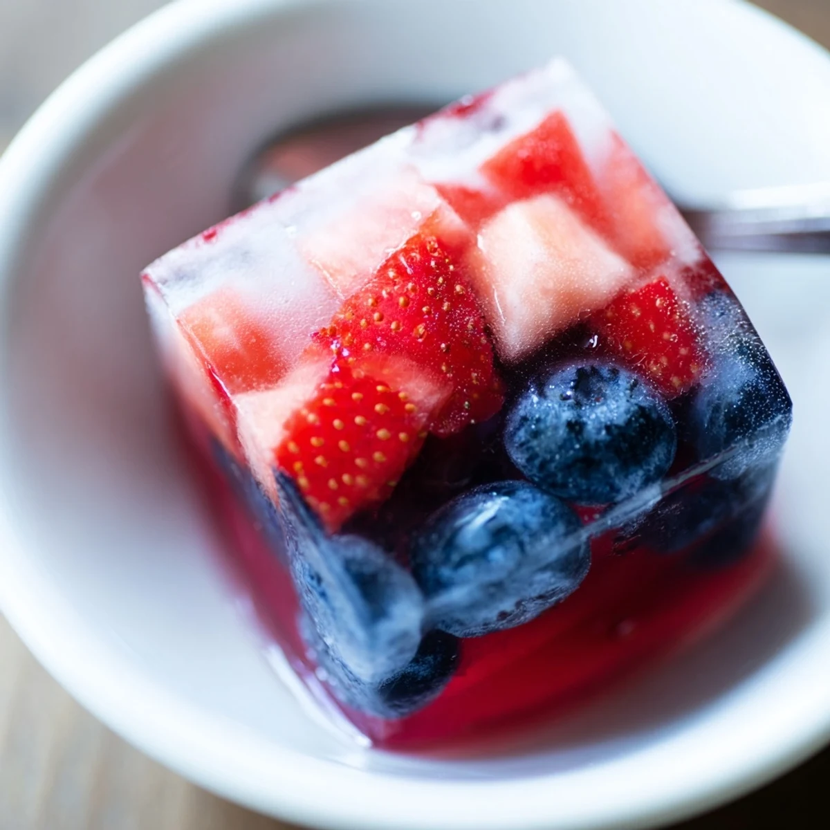 Serve Red White And Blue Ice Cubes Recipe floating in cocktails, festive cooling crunch
