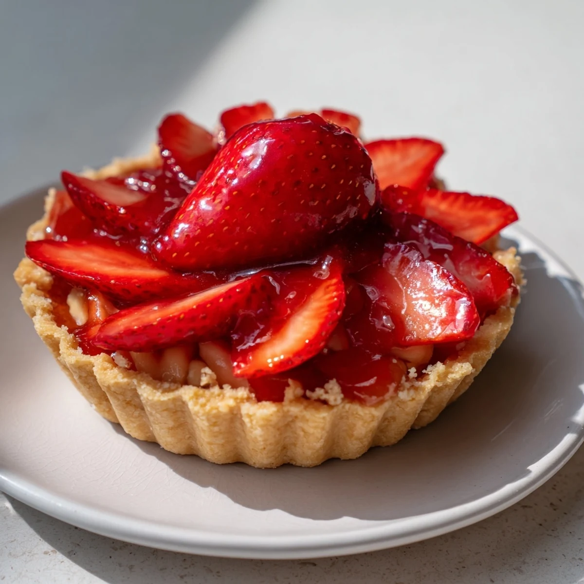 Tarte aux Fraises with glossy fresh strawberries atop creamy vanilla custard