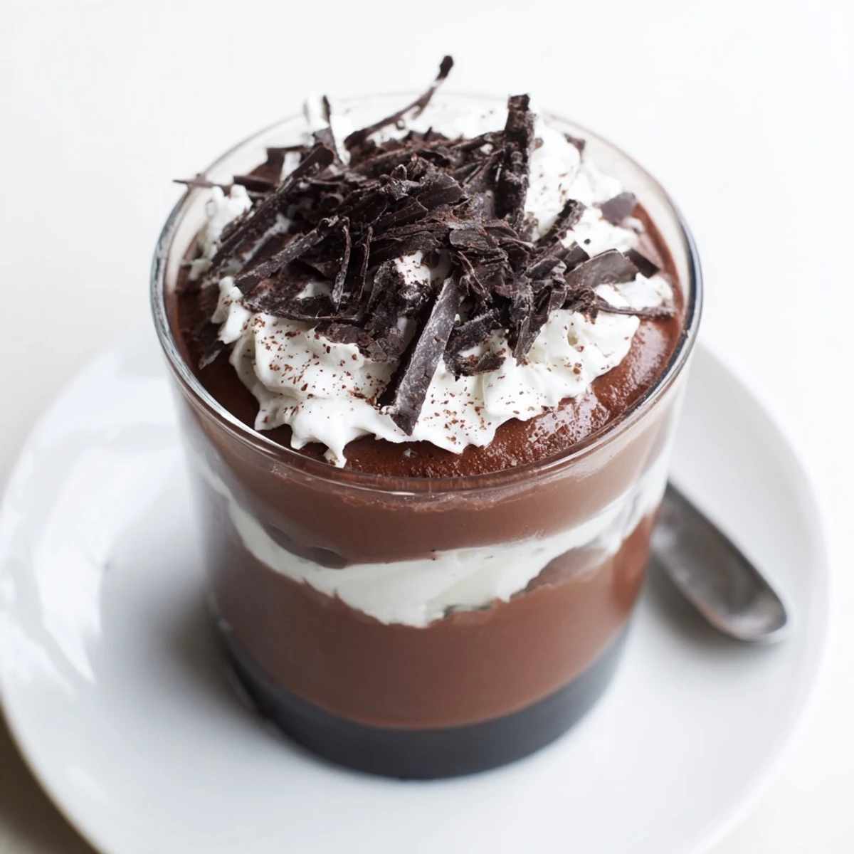 Serve the Triple Chocolate Mousse Cups with small spoons, velvety layers, cocoa dusting.