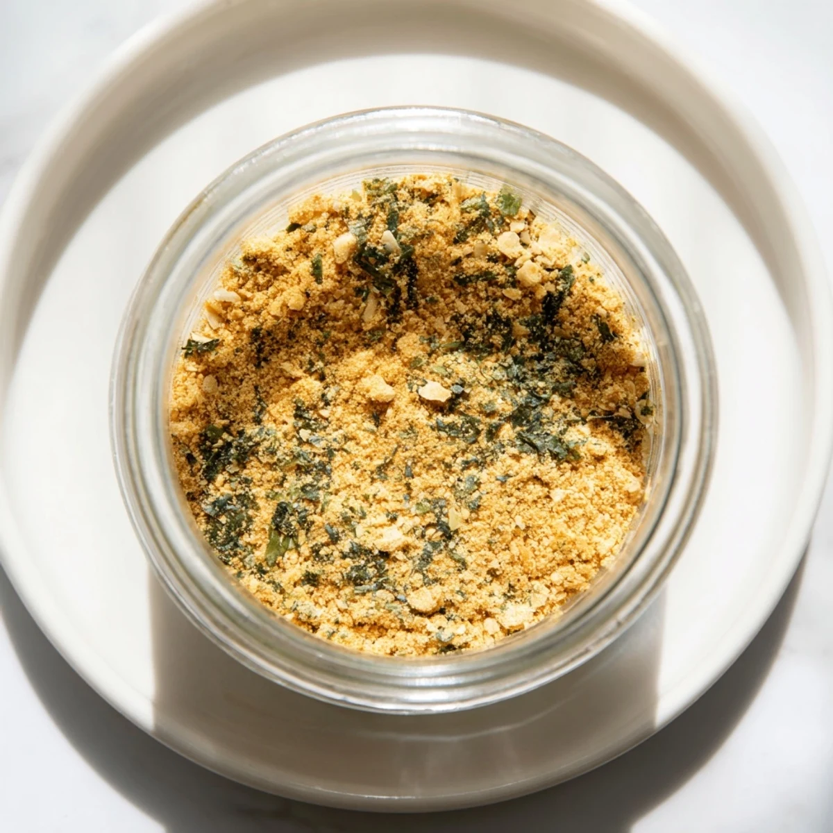 Golden gluten free ramen seasoning blend sprinkled over steaming bowl of rich Japanese noodle soup