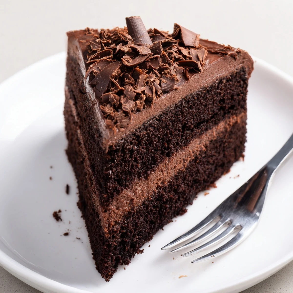 Chocolate Cake Recipe moist layers frosted glossy, garnished with fresh berries
