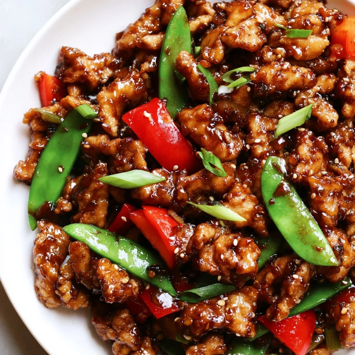Stir-fried Chinese garlic chicken served over steamed rice with a rich garlicky glaze
