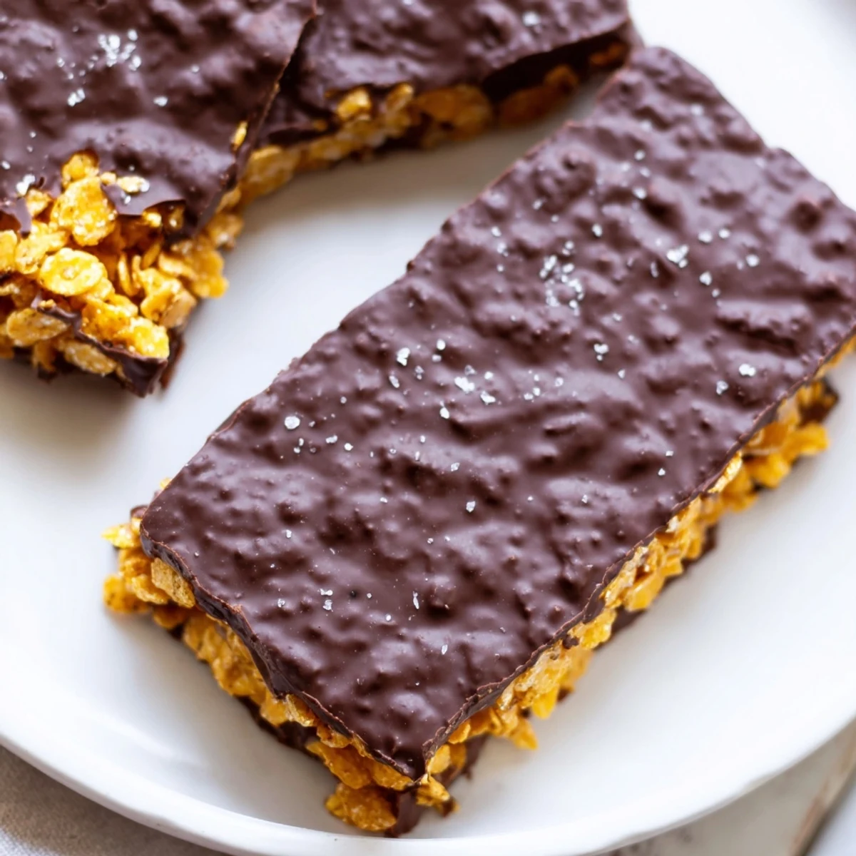 Crunchy healthy homemade Butterfingers dipped in glossy dark chocolate on parchment paper
