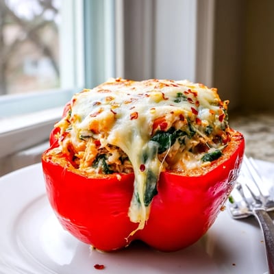 Chicken Florentine Stuffed Peppers